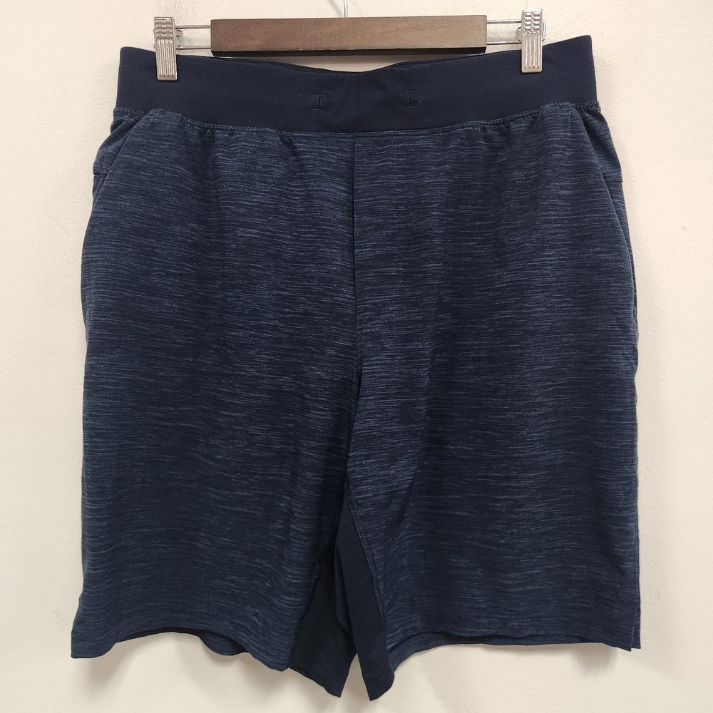 Lululemon Mens The 11 Inch Pull On Shorts Size L Blue Drawstring Workout Gym
